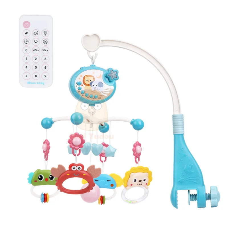 Baby Crib Mobile Rattle Toy For 0-12 Months Infant Rotating Musical Projector Night Light Bed Bell Educational For Newborn Gift Purest Peak